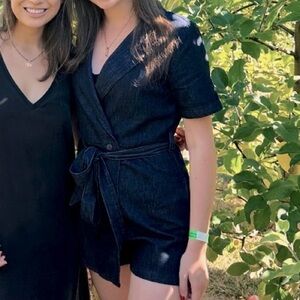 Zara Dark Navy Denim Jumpsuit